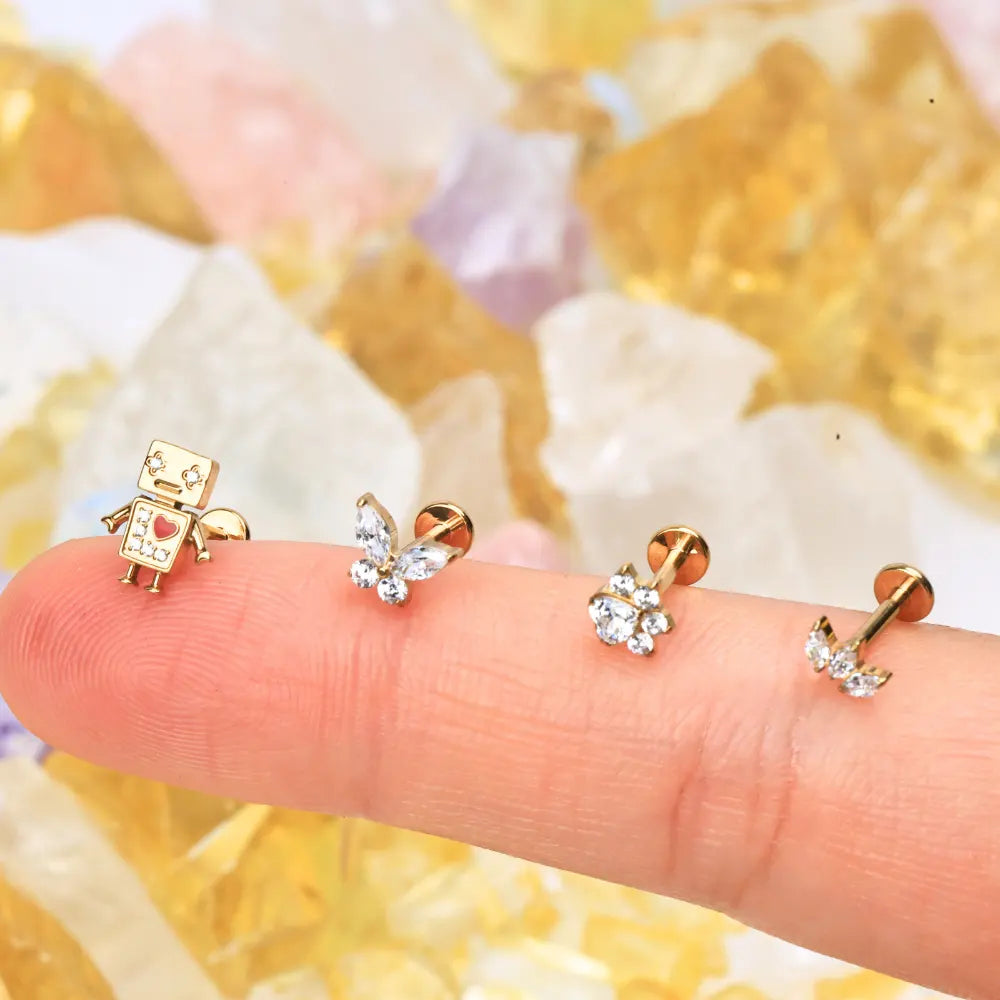 Titanium Liberty Crystal Butterfly Flat Back Stud