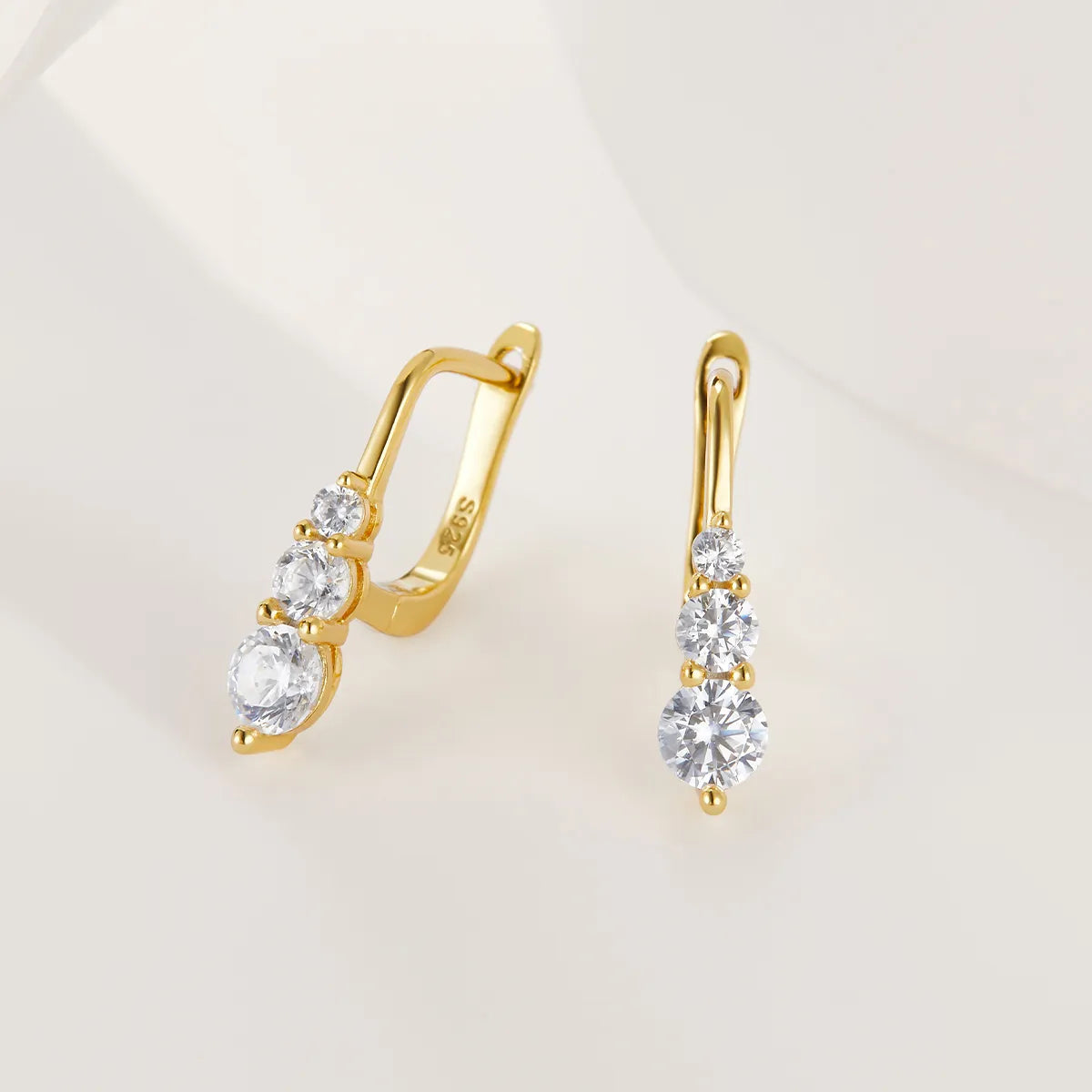 Graduated White Crystal Hoop Earrings