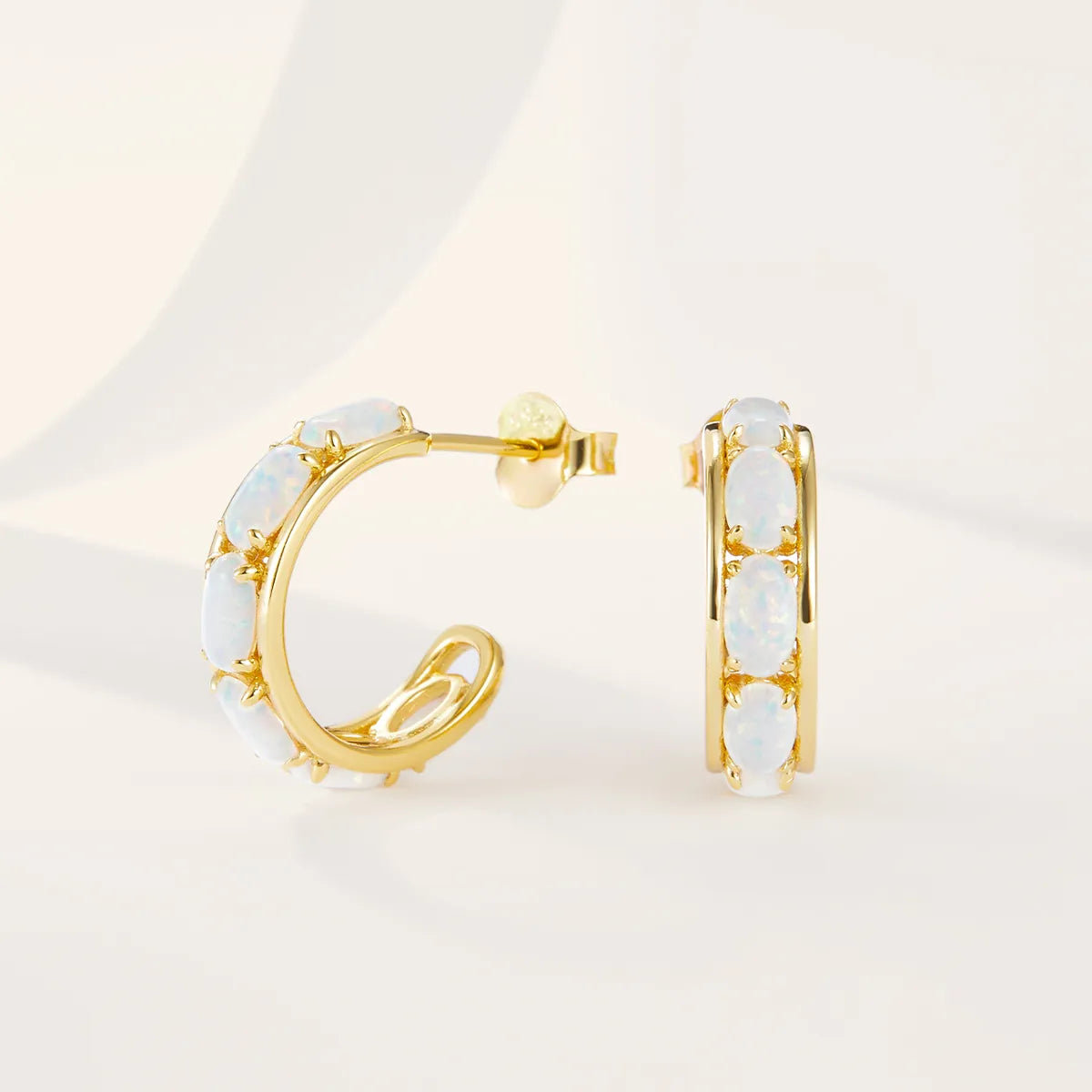 Luxe White Opal Stone Huggie Earrings