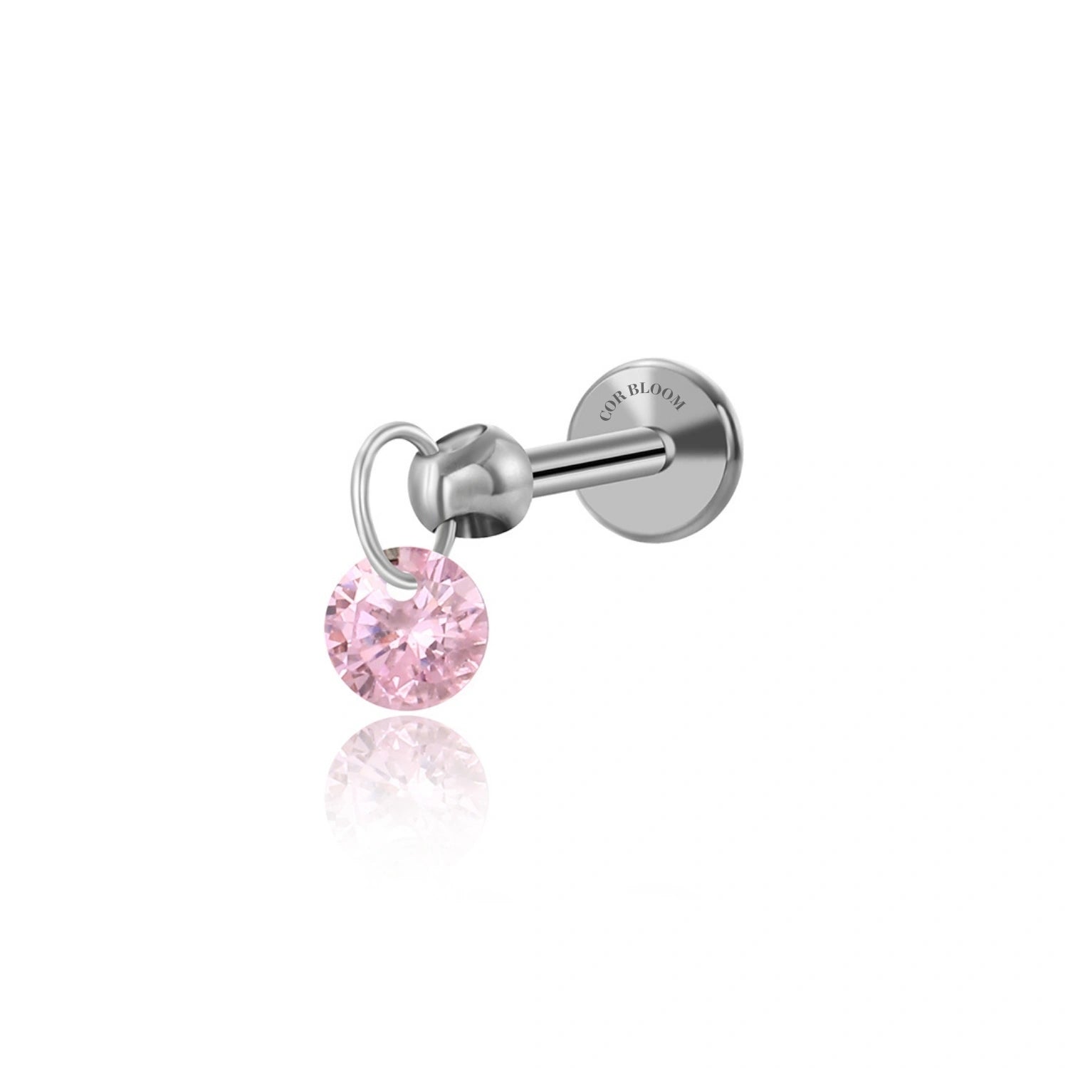 Titanium Floating Rosa Charm Flat Back Stud Earring