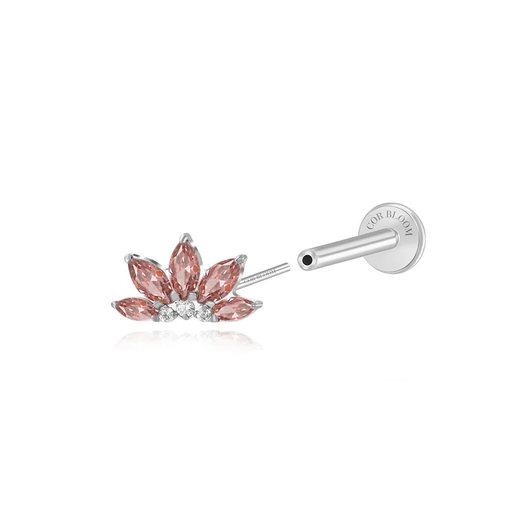 Titanium Xanthe Rhodolite Lotus Flat Back Stud