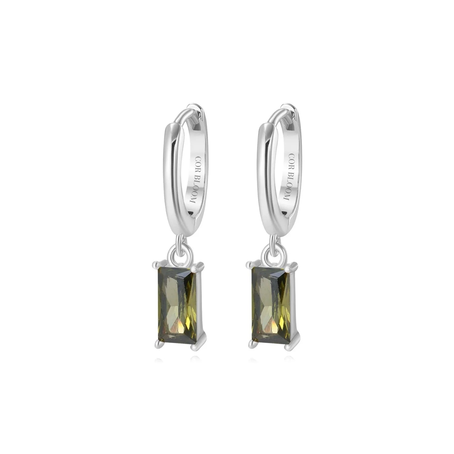 Amelia Peridot Baguette Hoop Earrings