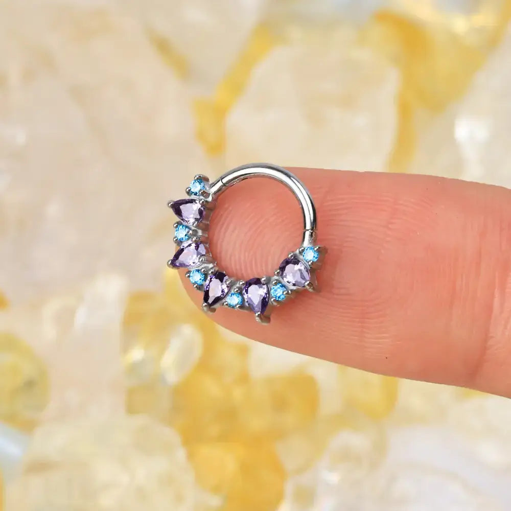 Dakota Pear Amethyst & Aquamarine Clicker