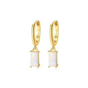 Amelia Precious White Opal Baguette Hoop Earrings