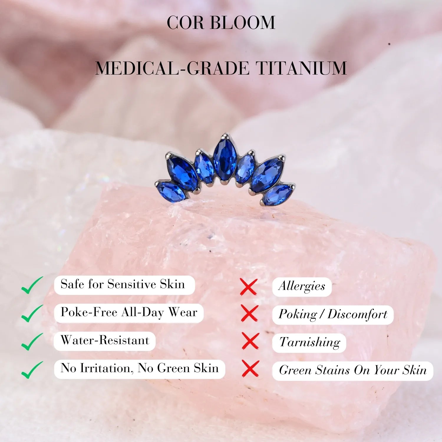 Titanium Sapphire 7-Petal Crown Flat Back Stud