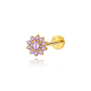 Titanium Violet Sunflower Flat Back Stud