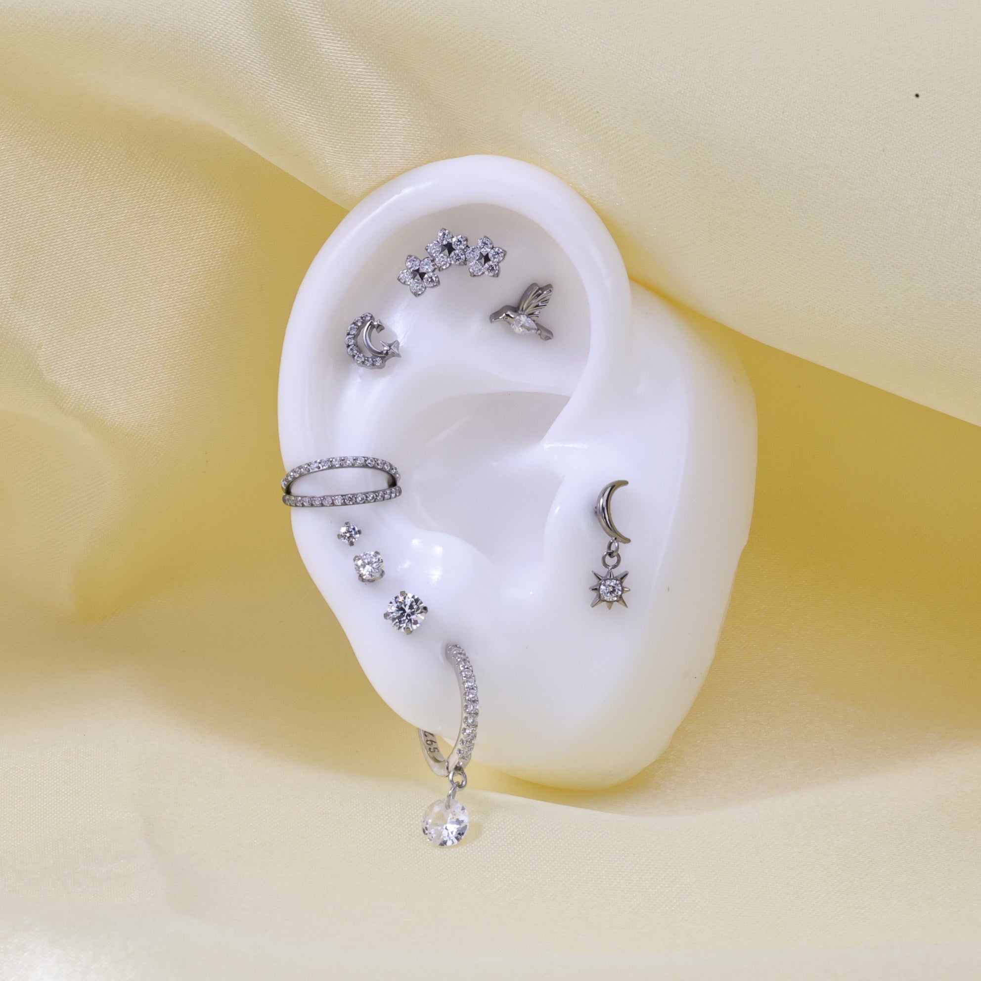 Titanium Moon and Star Piercing Stud