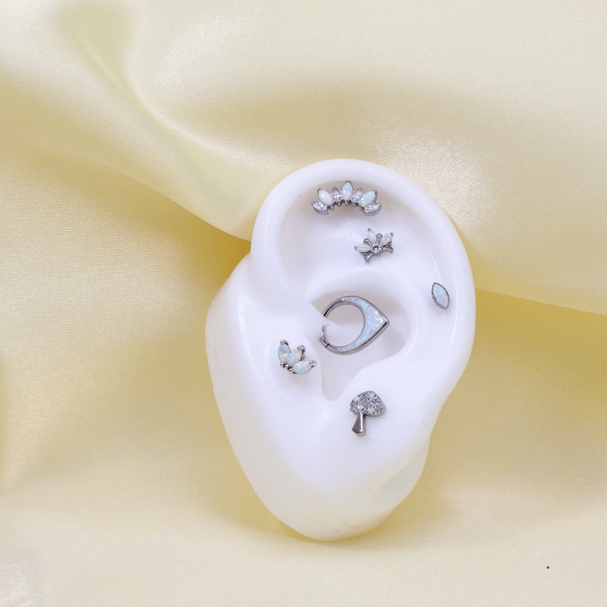 Titanium White Opal Marquise Piercing Earring