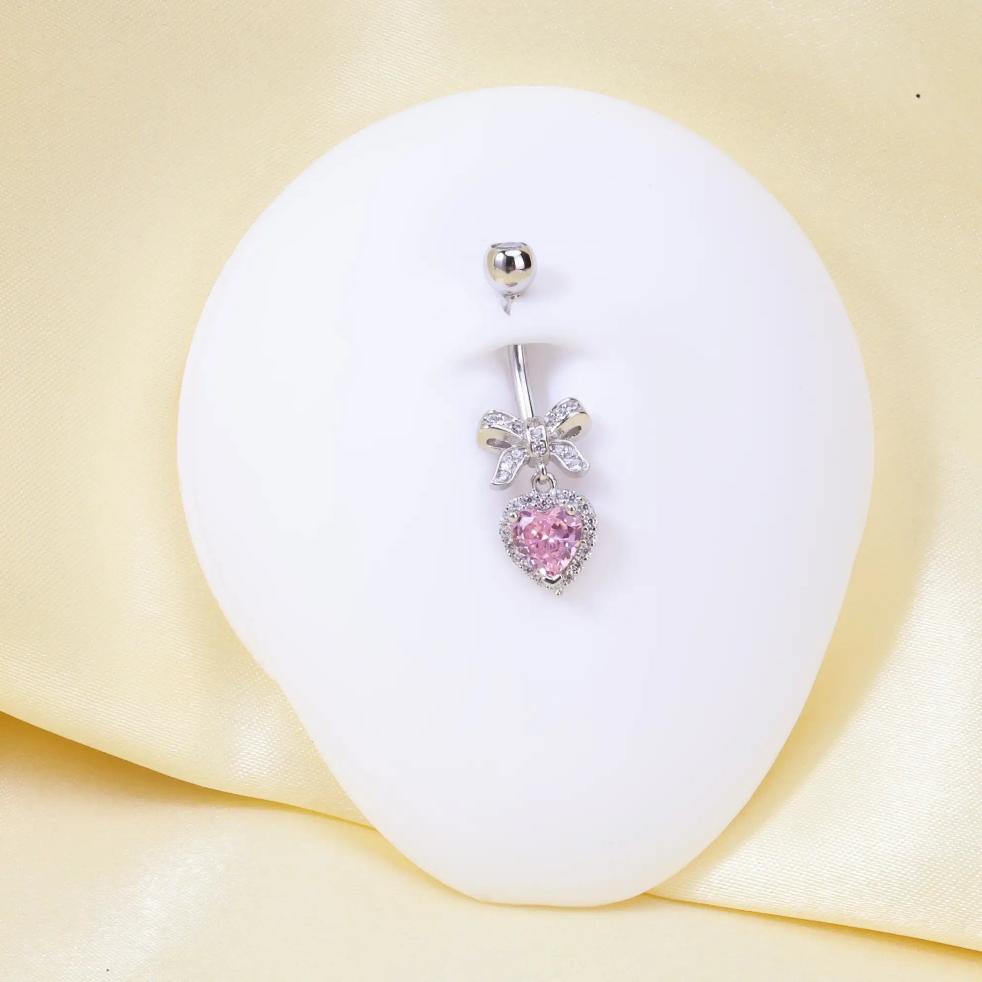 Hepbum Pink Heart Shape Belly Button Ring