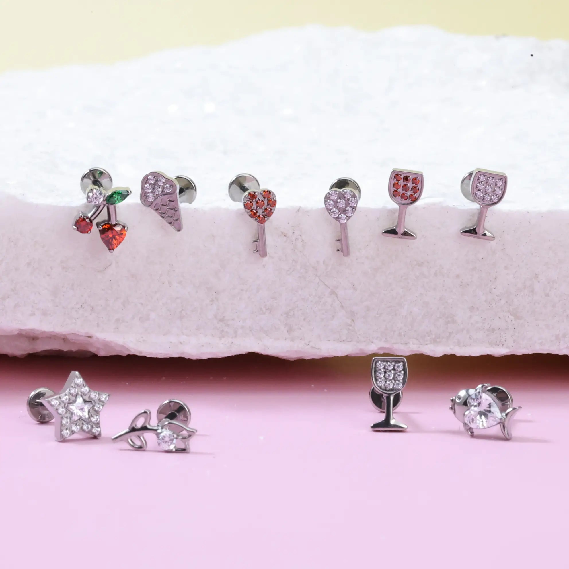 Titanium Diamond Key Piercing Stud