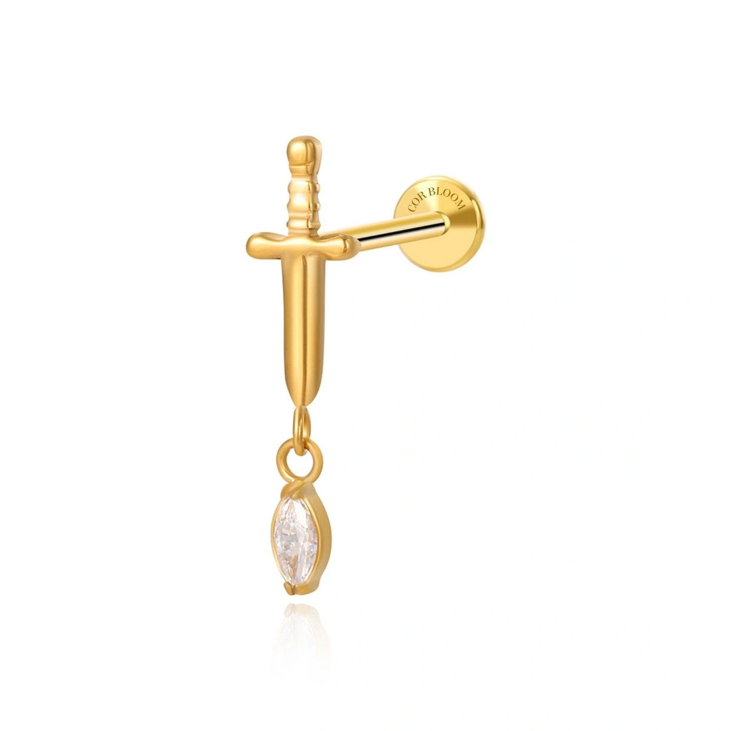 Titanium Diamond Sword Flat Back Stud