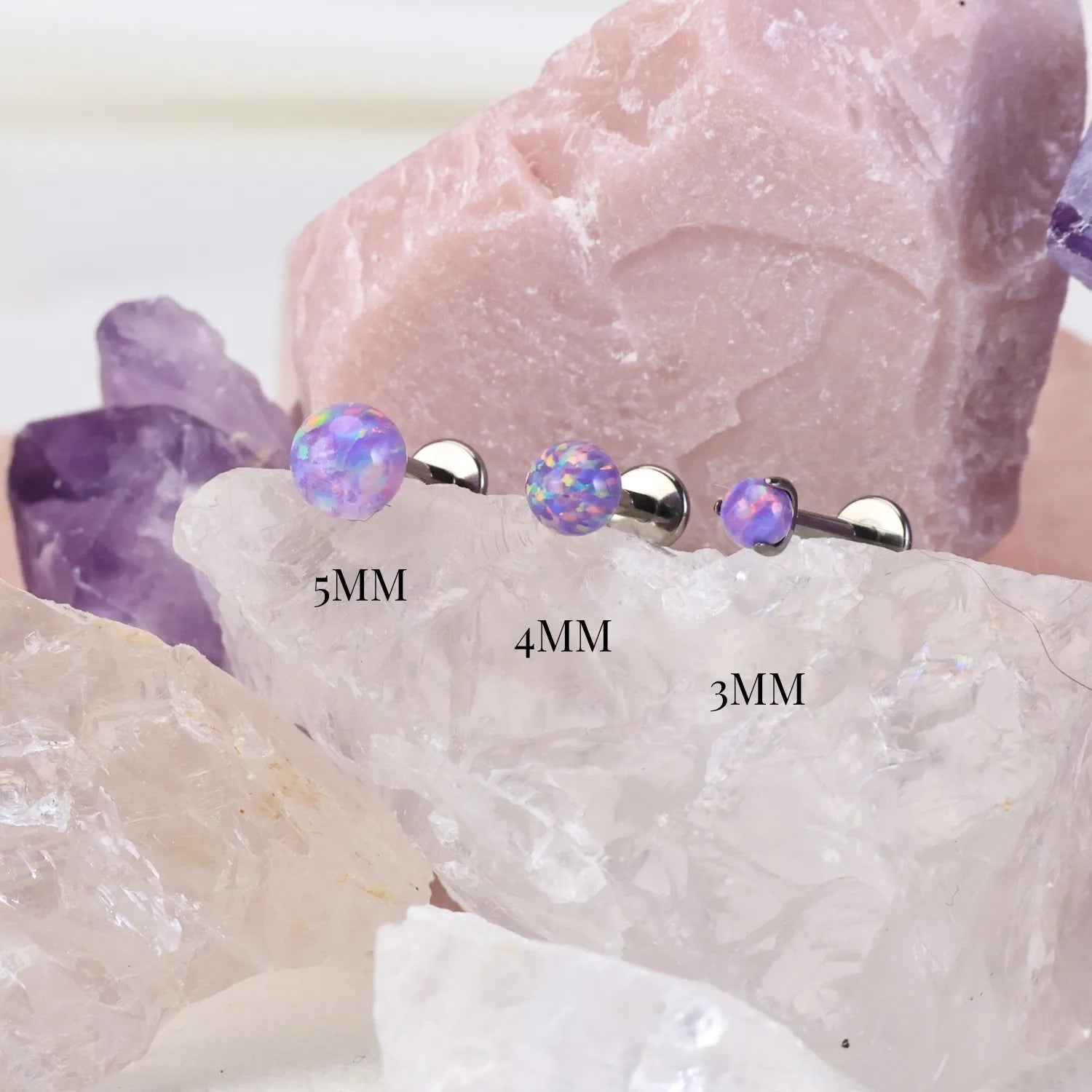 Titanium Keily Violet Flame Opal Flat Back Piercing