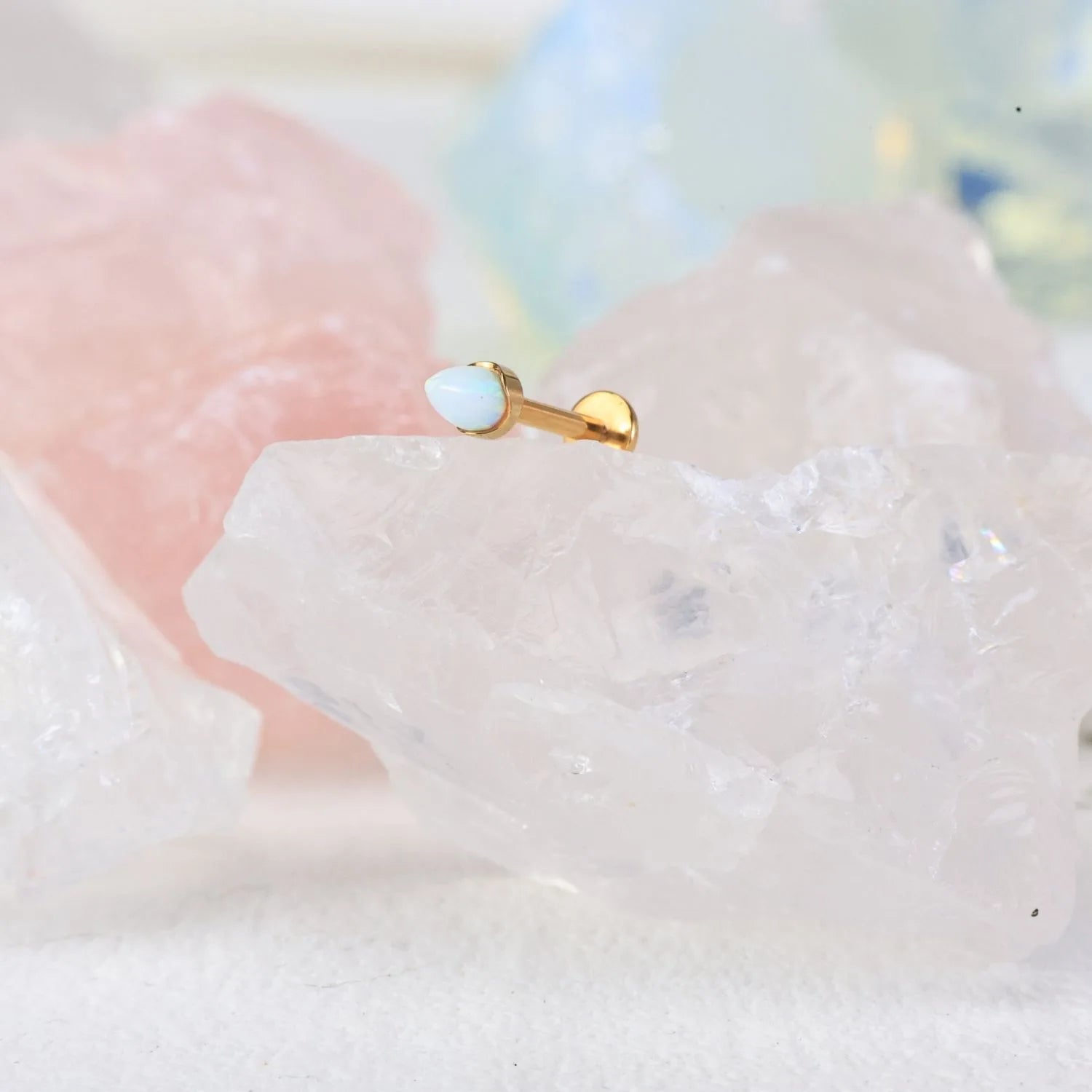 Titanium White Opal Peak Cone Piercing Stud