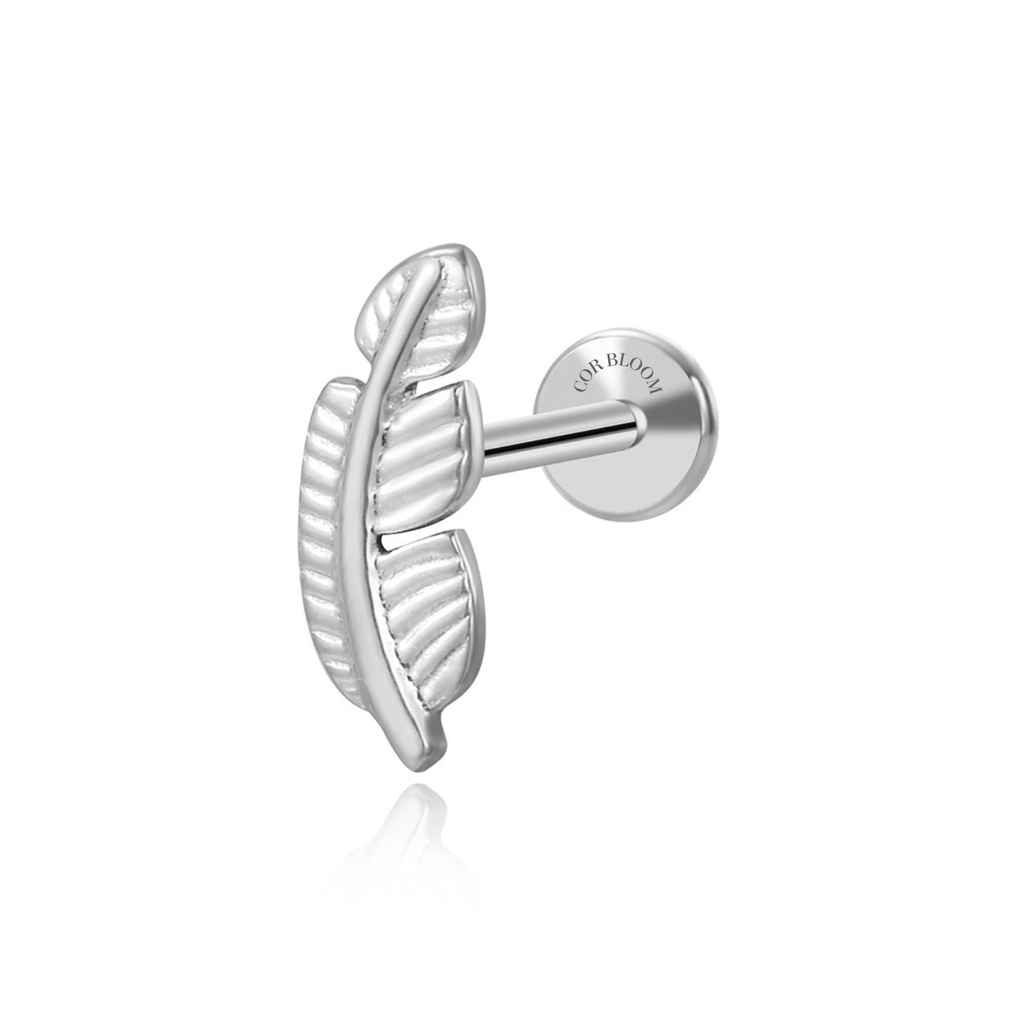 Titanium Small Leaf Flat Back Stud