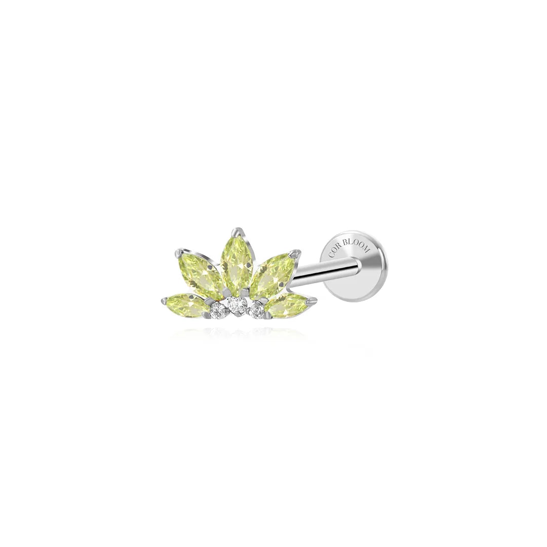 Titanium Xanthe Apple Green Lotus Flat Back Stud
