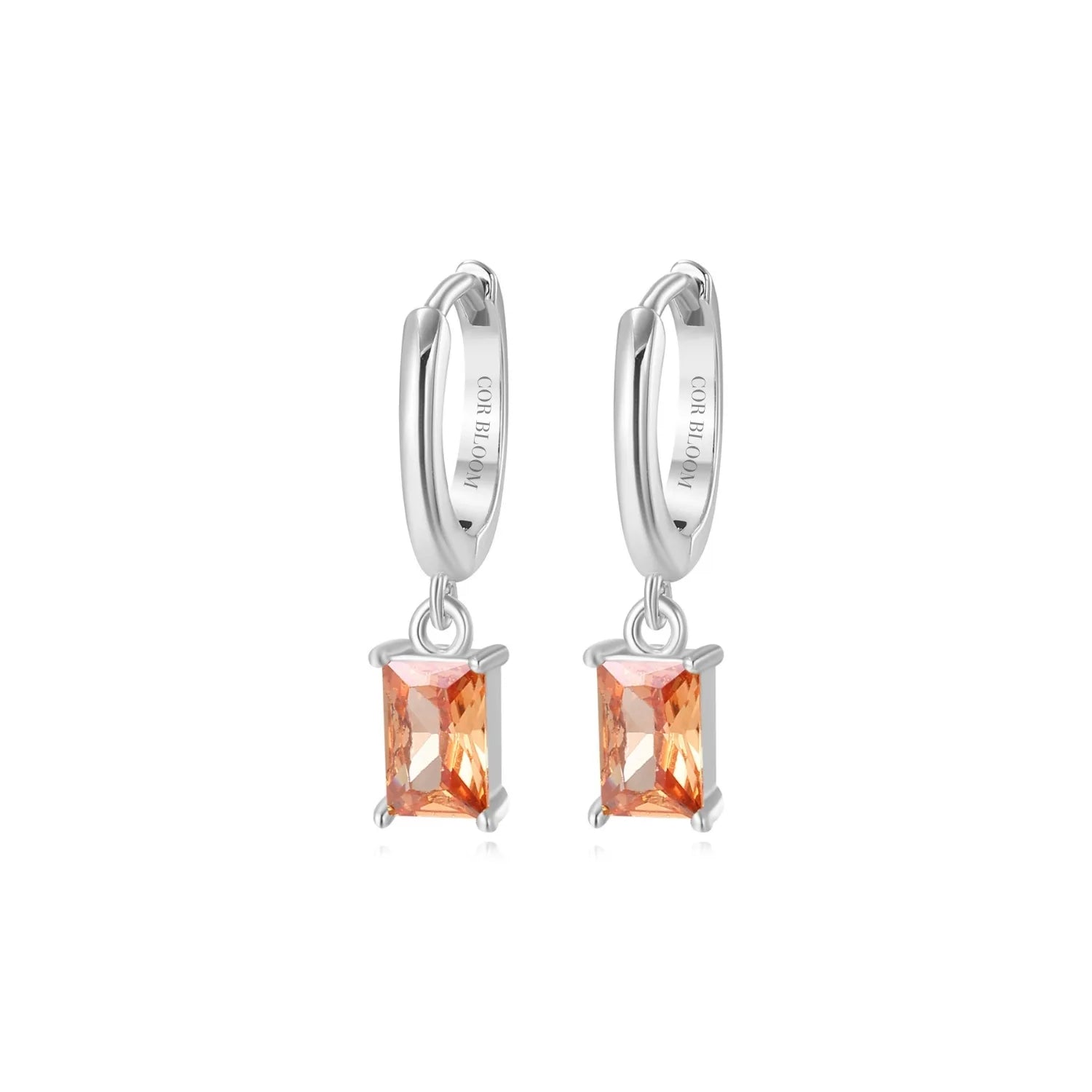 Amelia Champagne Baguette Hoop Earrings