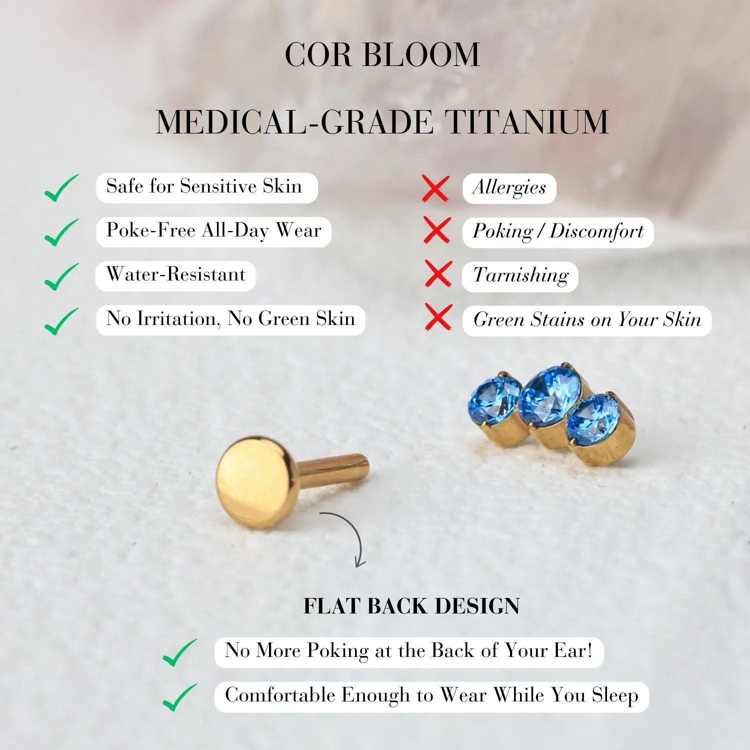 Titanium Elpis Aquamarine Trinity Stone Cluster Flat Back Stud