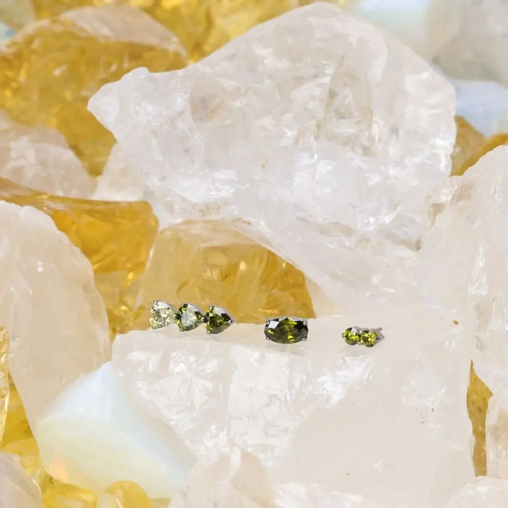 Titanium Oval Peridot Gemstone Flat Back Stud