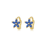 Ella Blue Sapphire Flower Huggie Earrings