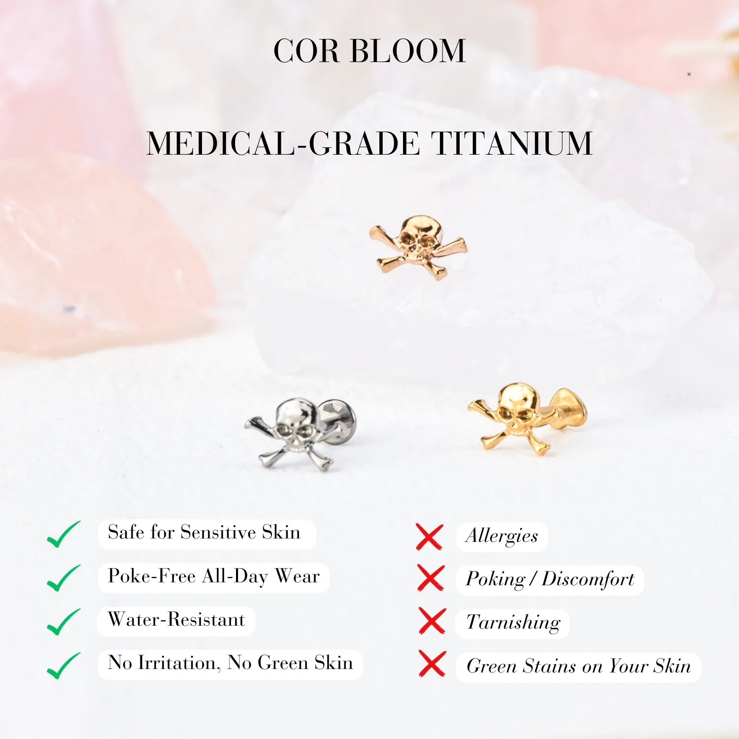 Titanium Secret Skull Piercing Stud