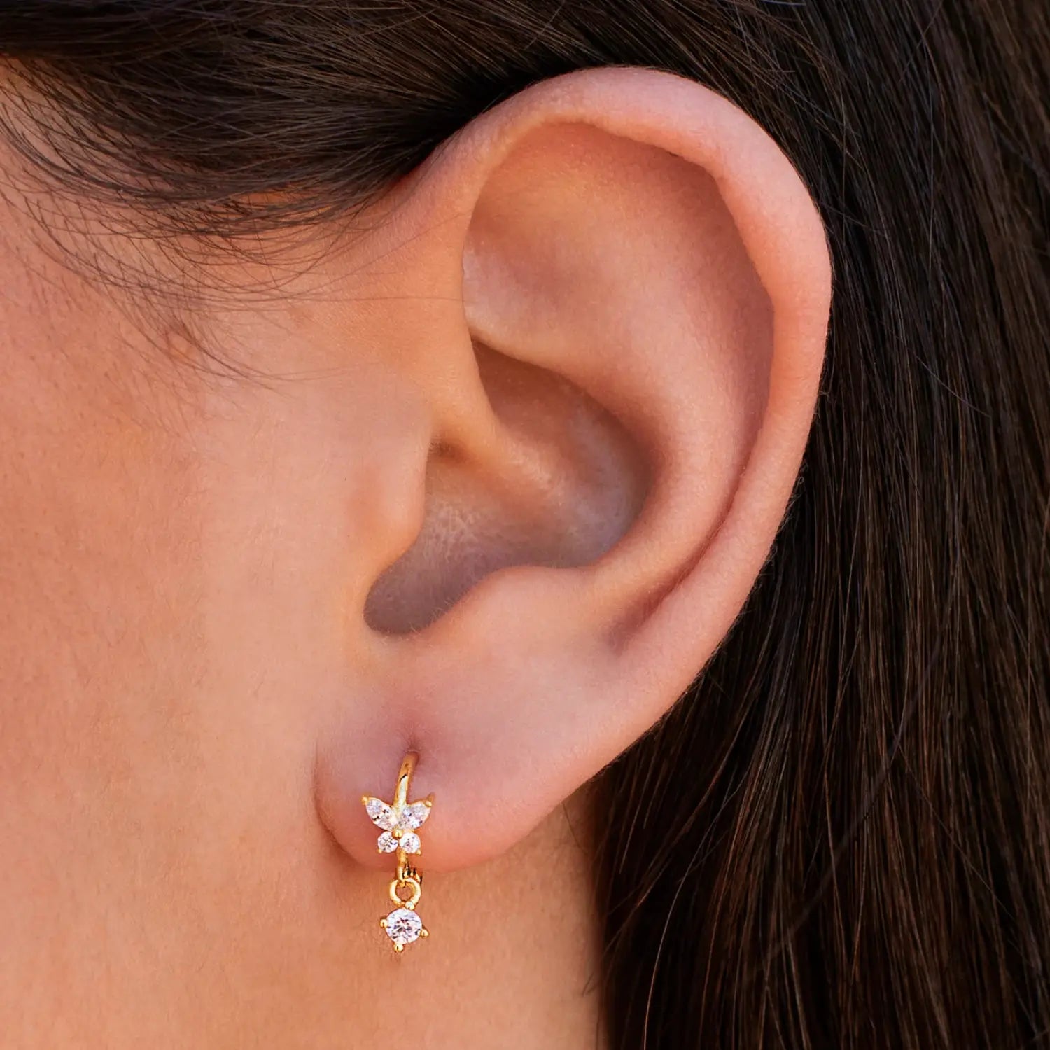 Nefeli Diamond Butterfly Huggie Earrings