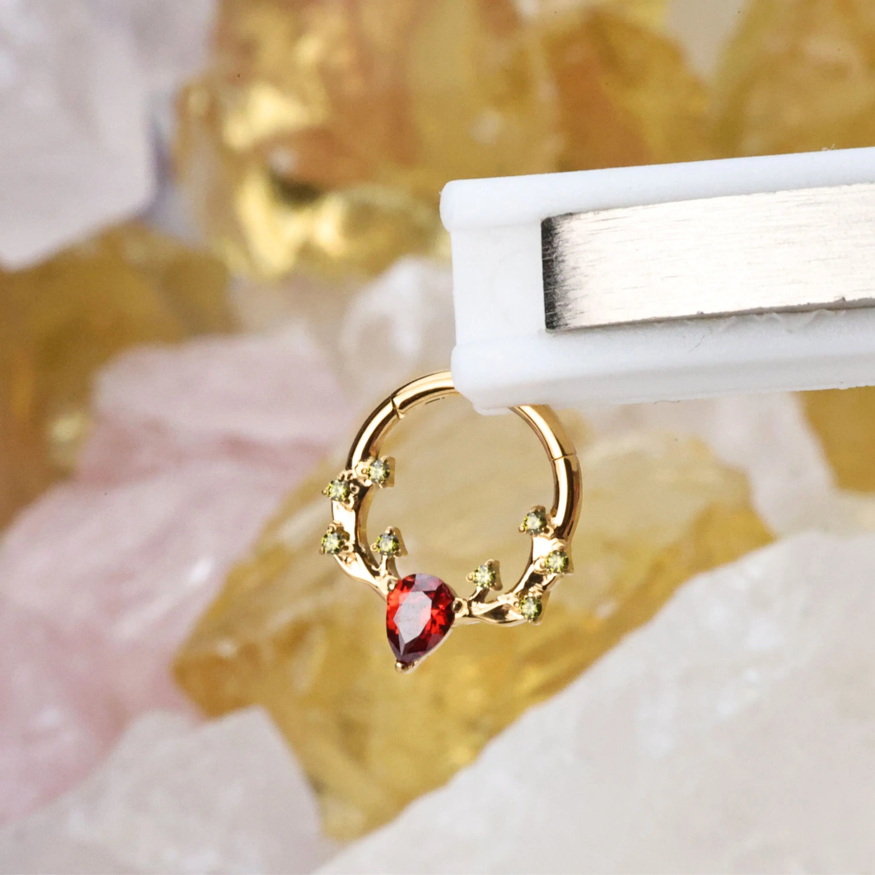 Titanium Red Garnet & Peridot Reindeer Clicker