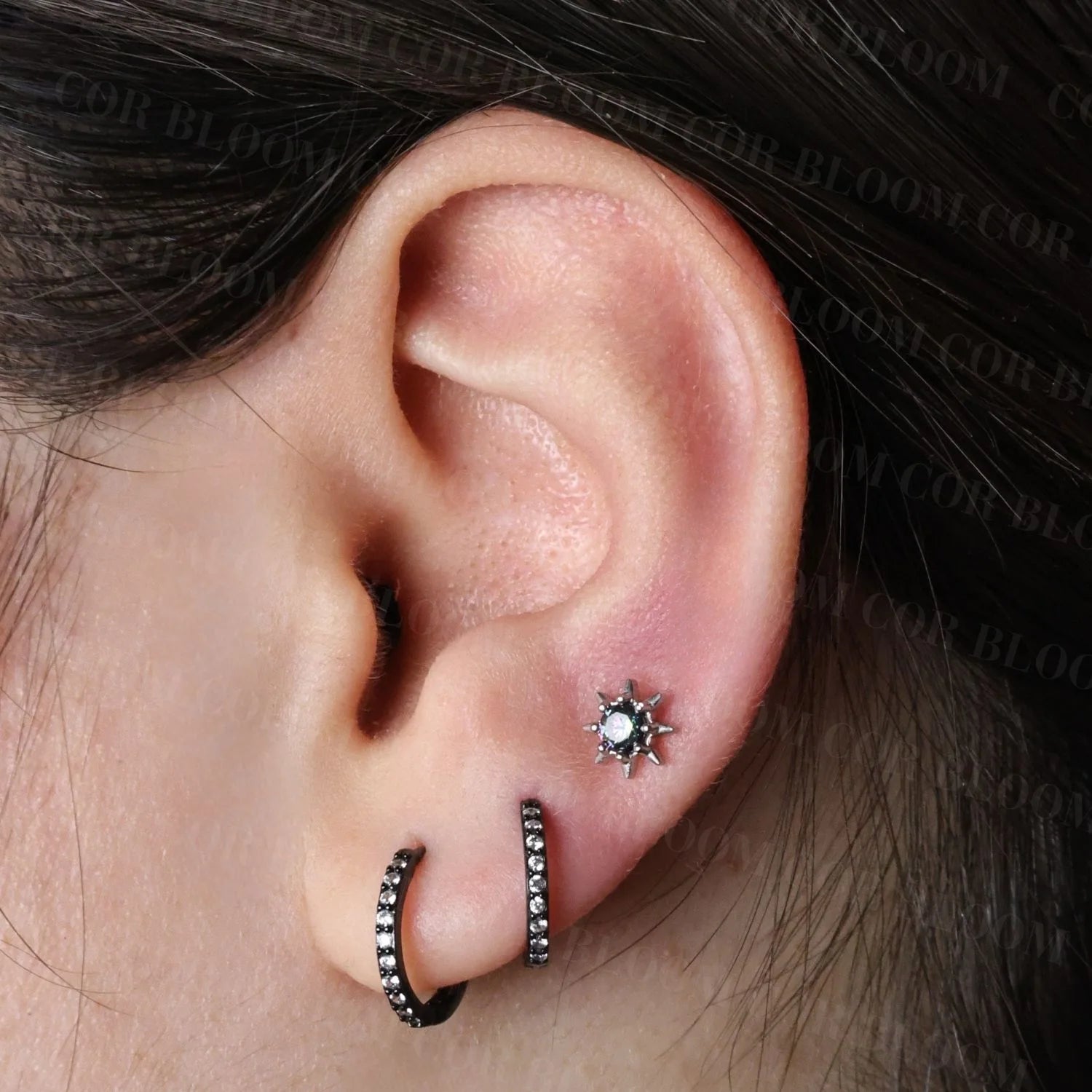 Aeliana Dark Iridescent Sun Push Pin Flat Back Stud