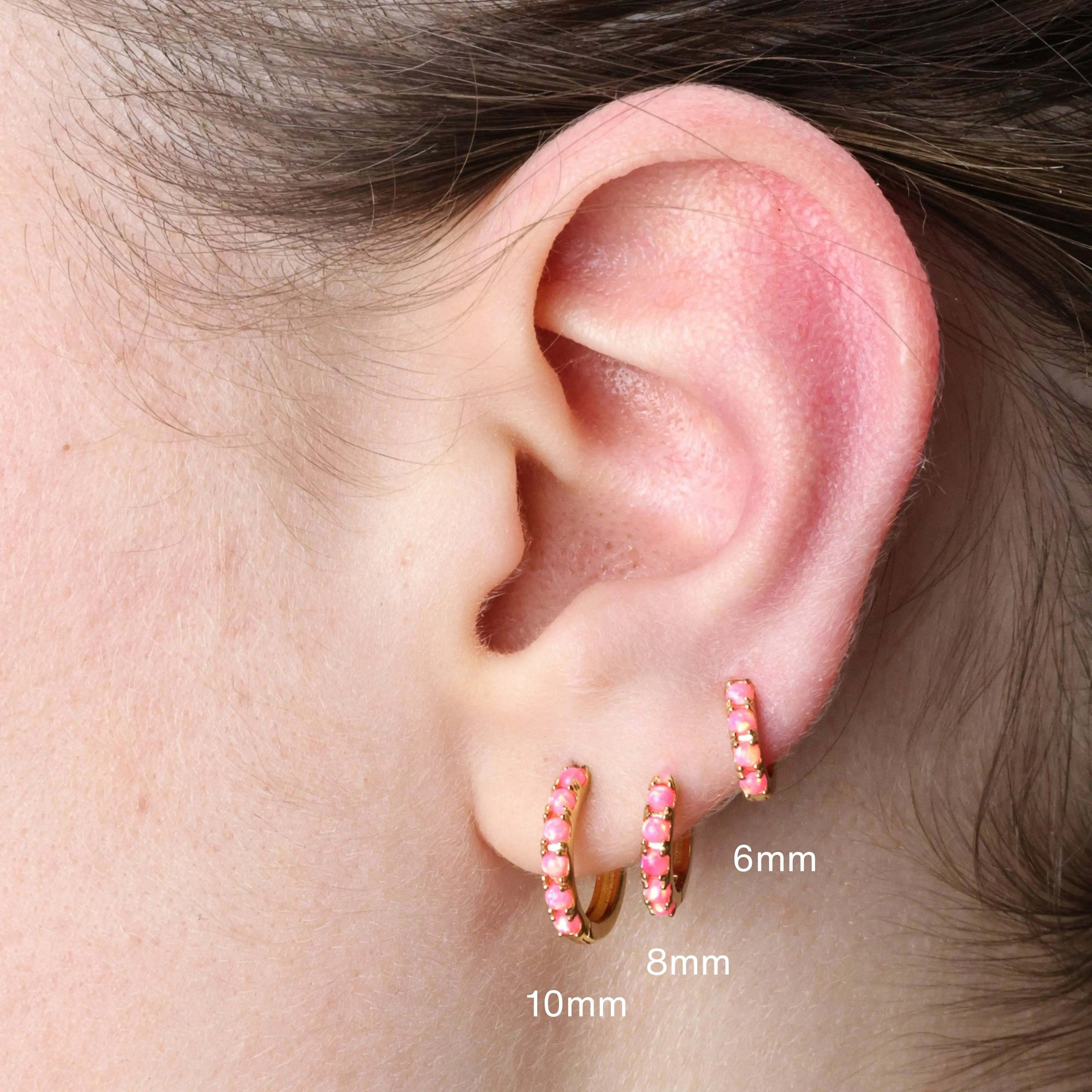 Yianna Pink Opal Hoop Earrings