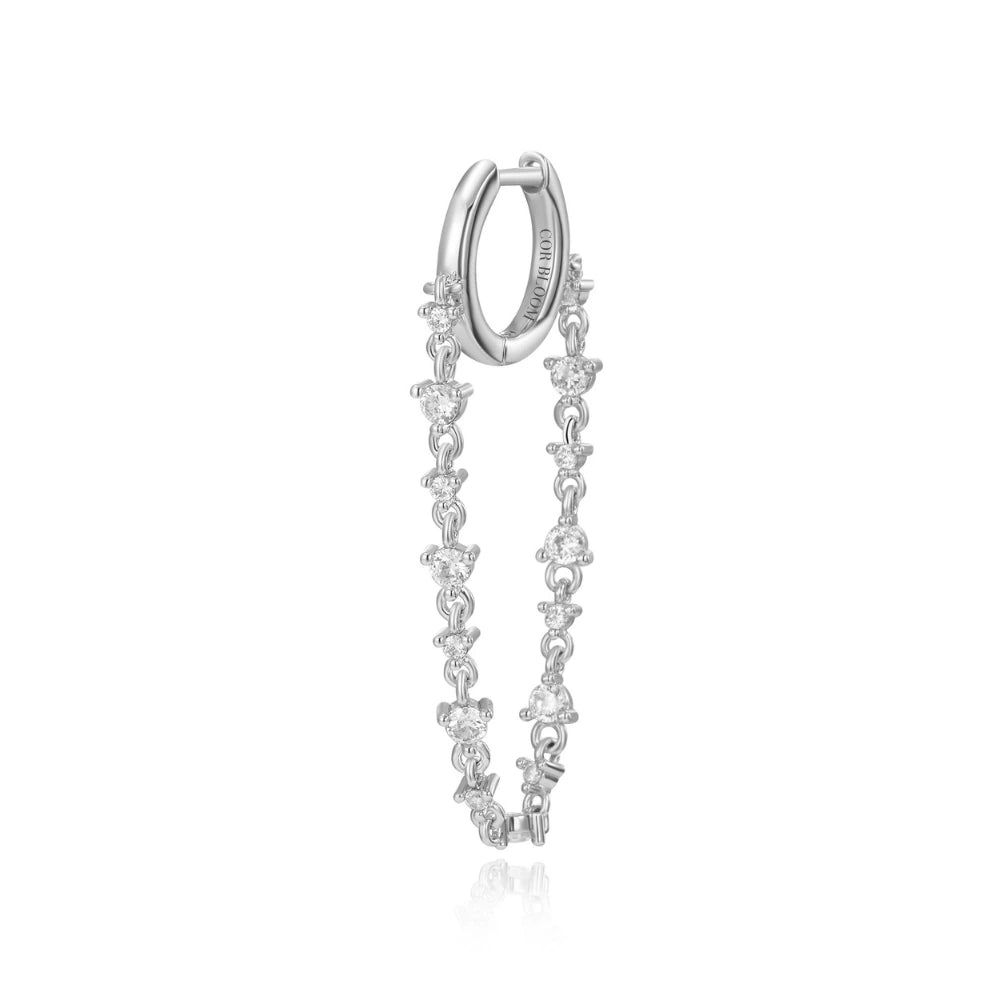 Livia Crystal Gemstones Dangling Chain Hoop Earring