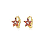 Ella Red Garnet Flower Huggie Earrings