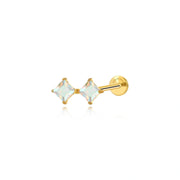 Titanium Vada Duo Square Flat Back Stud - Northern Light