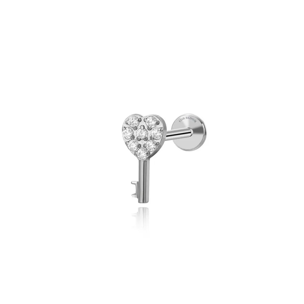 Titanium Diamond Key Piercing Stud