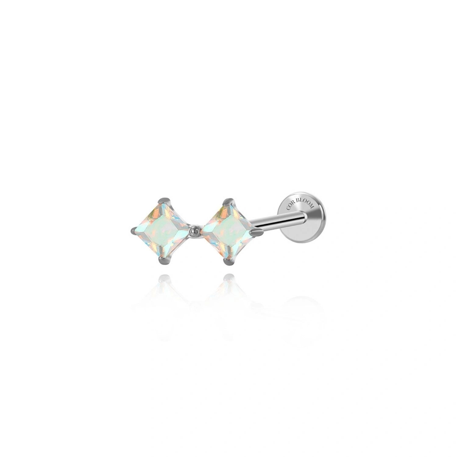 Titanium Vada Duo Square Flat Back Stud - Northern Light