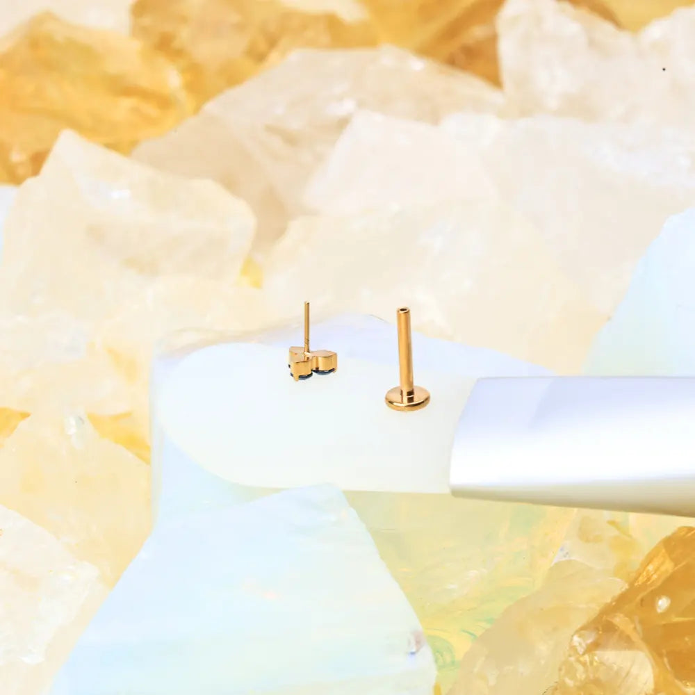Titanium Mini Blue Sapphire Triangle Flat Back Stud