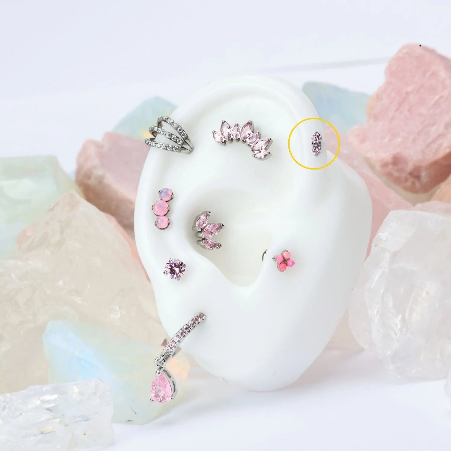 Titanium Edith Mini Duo Pink Flat Back Stud