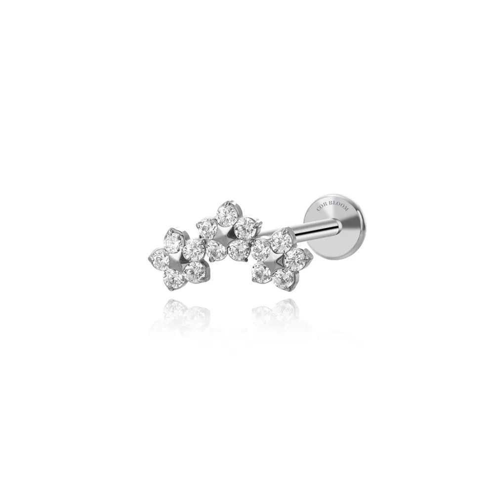 Titanium Cressida Trio Diamond Flower Piercing Stud