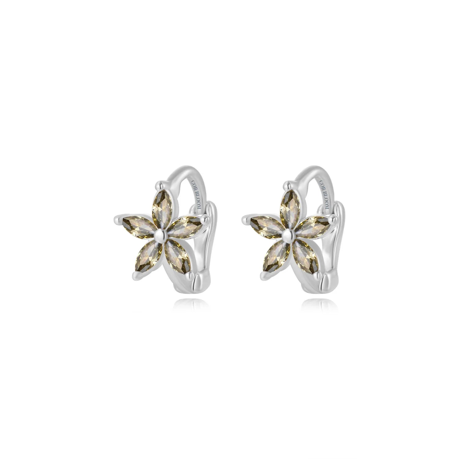 Ella Peridot Flower Huggie Earrings
