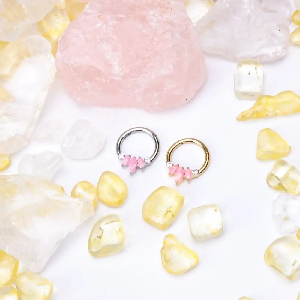 Titanium Pink Opal Trio Marquise Clicker