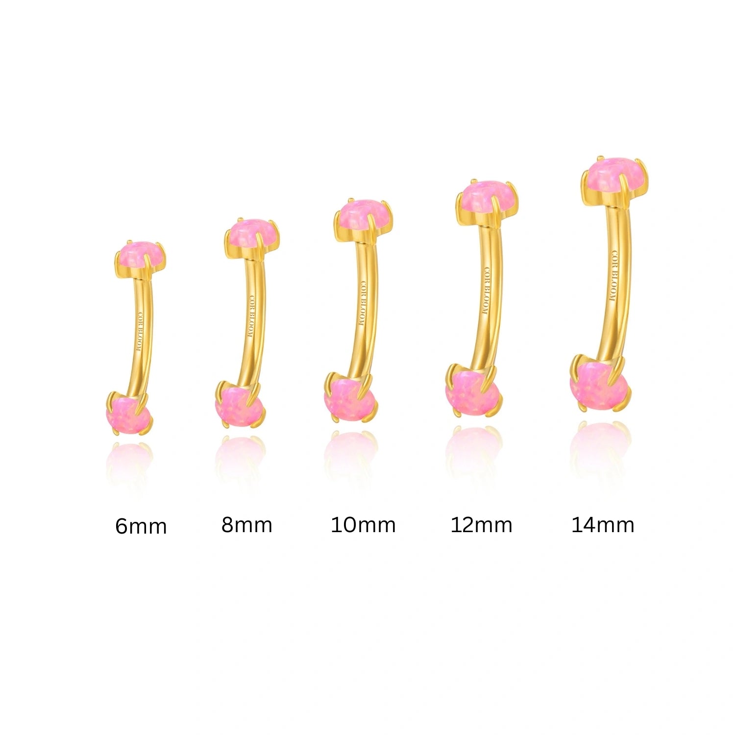 Titanium Double-Sided Pink Opal Curved Barbell