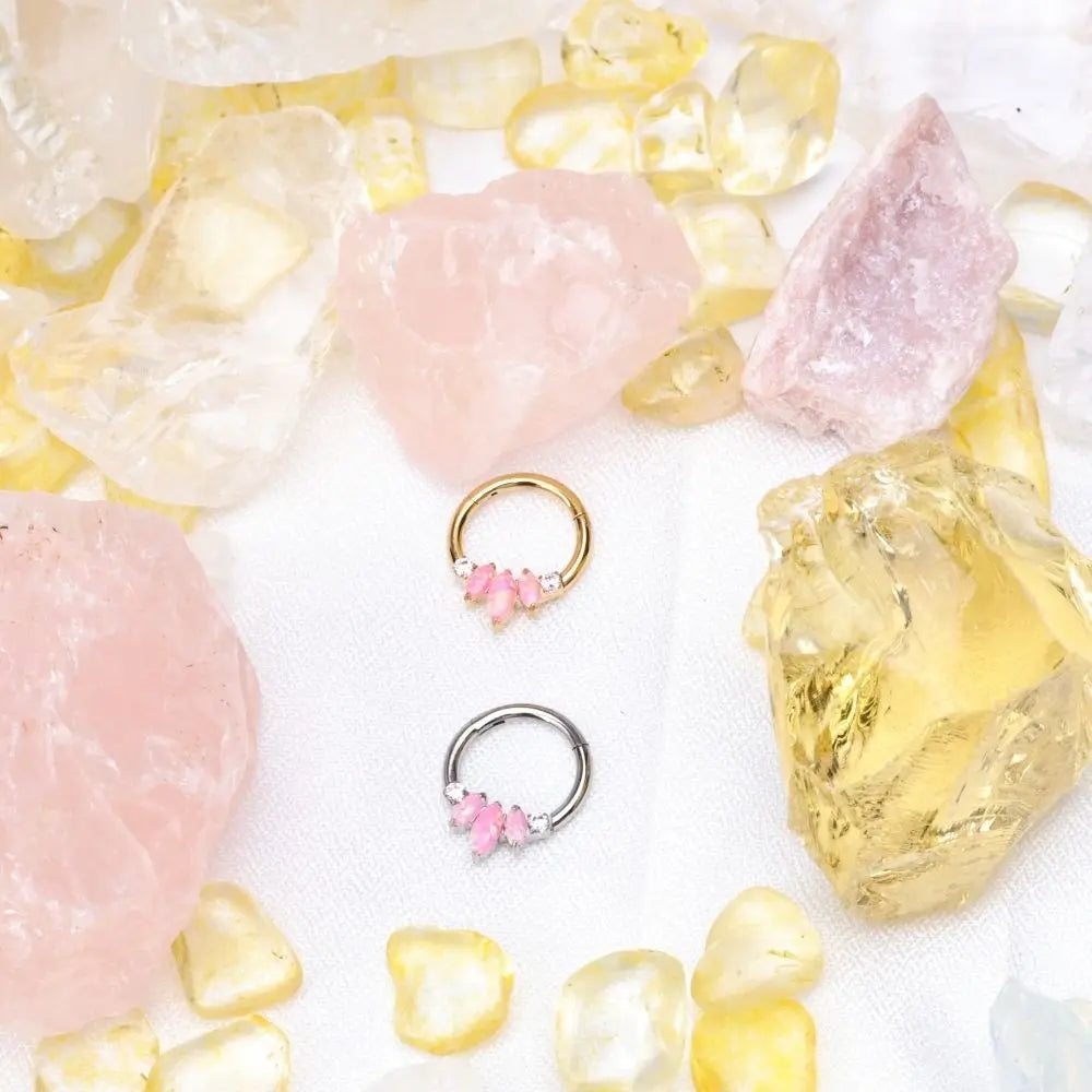 Titanium Pink Opal Trio Marquise Clicker