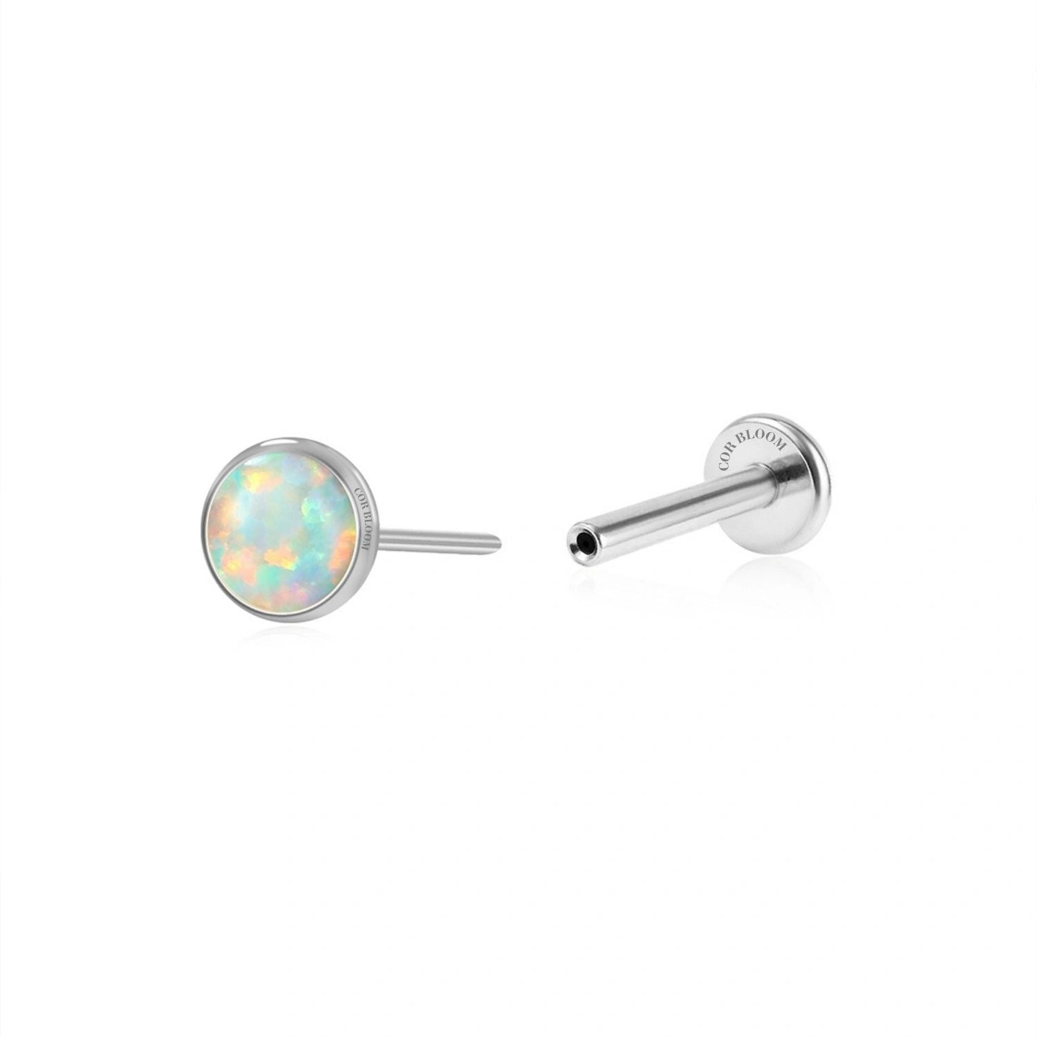 Titanium Light Green Opal Push Pin Piercing Stud
