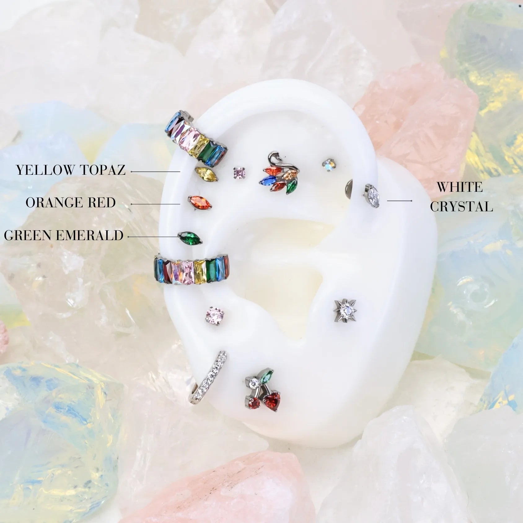 Titanium Elynn Orange Red Marquise Flat Back