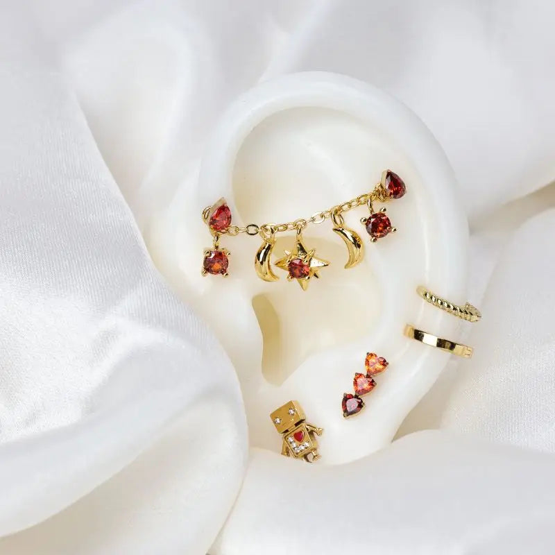 Titanium Apion Orange Red Waterdrop Flat Back Stud