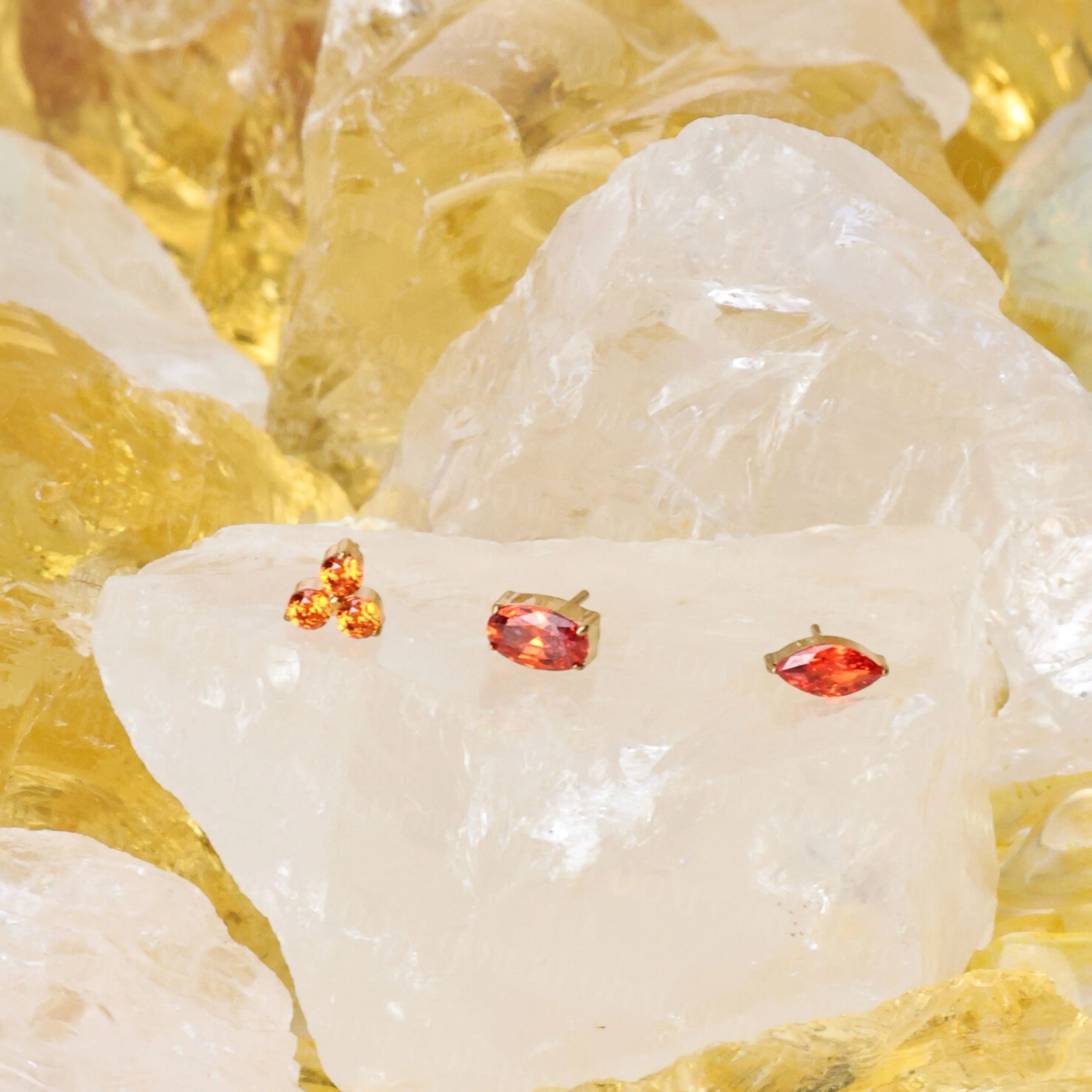 Titanium Elynn Orange Red Marquise Flat Back