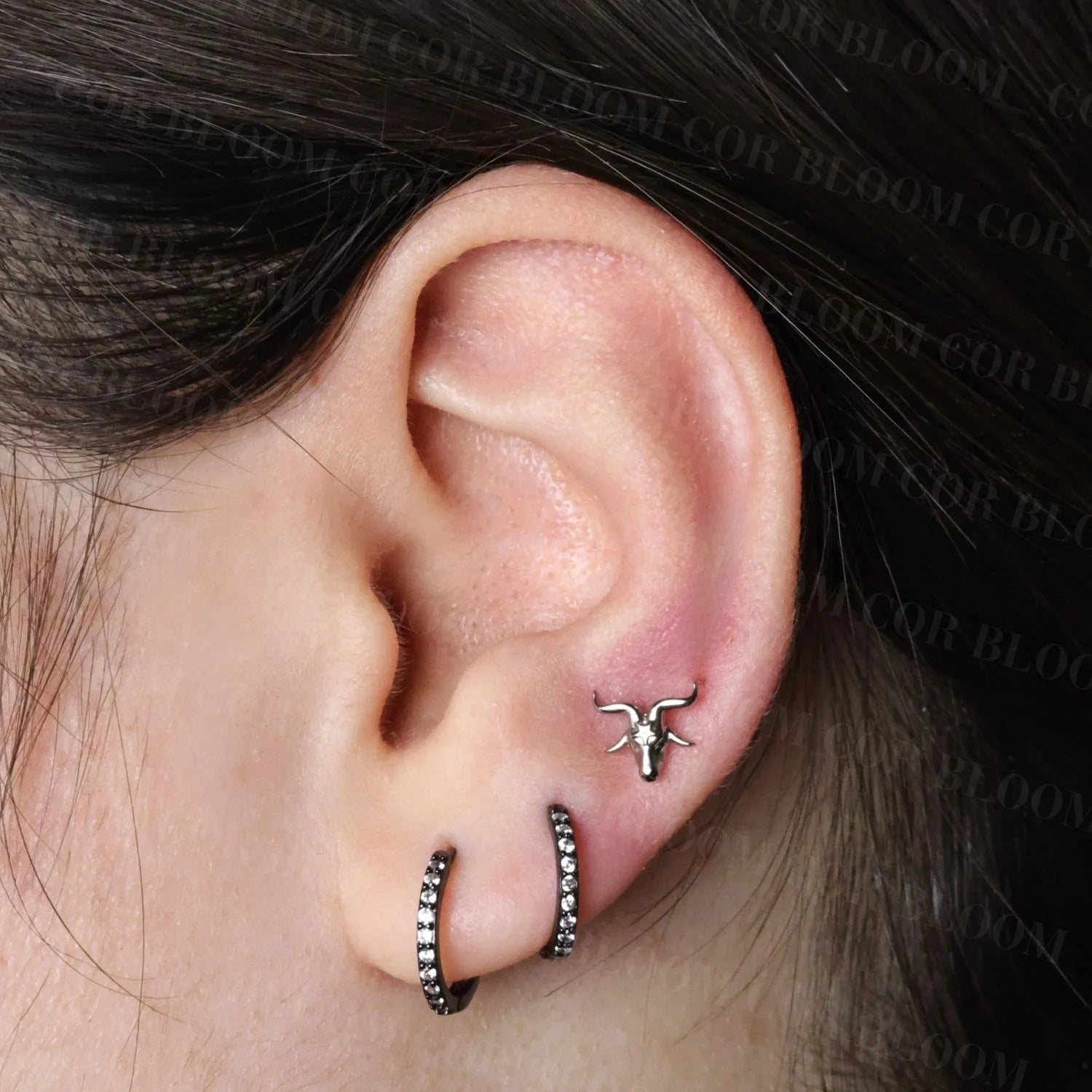 Titanium Kri-Kri Goat Flat Back Stud