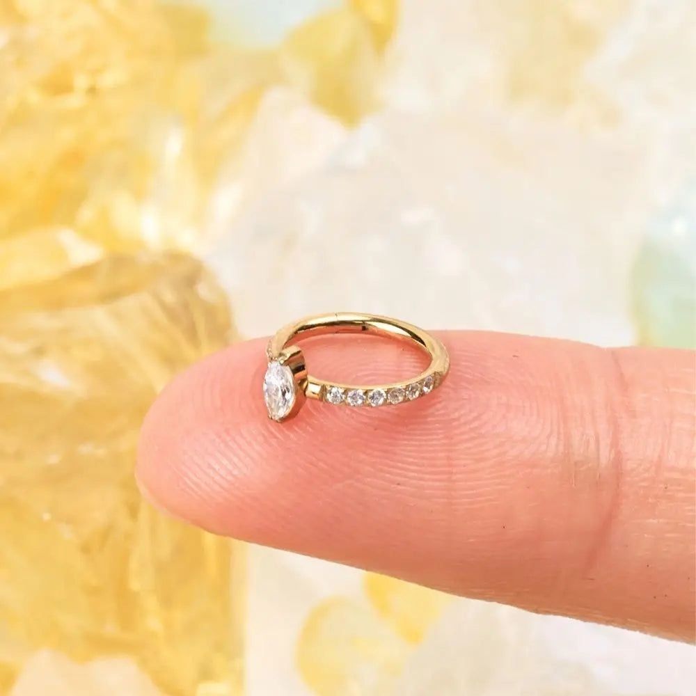 Titanium Marquise Diamond Clicker | Helix Ring | Conch Hoop