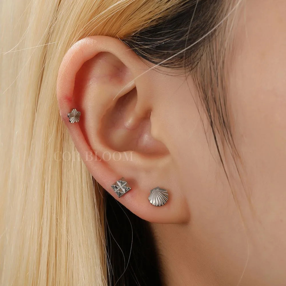 Titanium Geometric Square Flat Back Piercing Stud