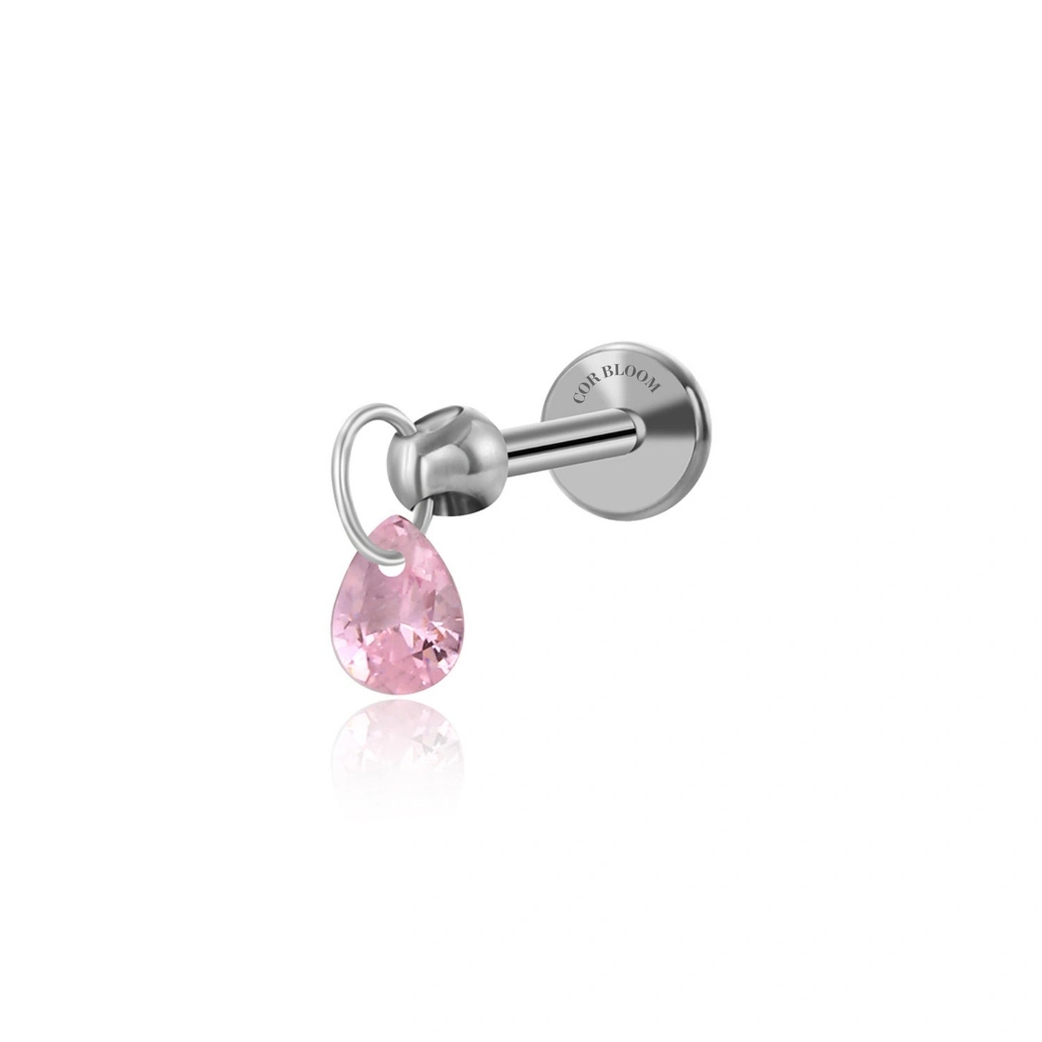Titanium Floating Rosa Charm Flat Back Stud Earring