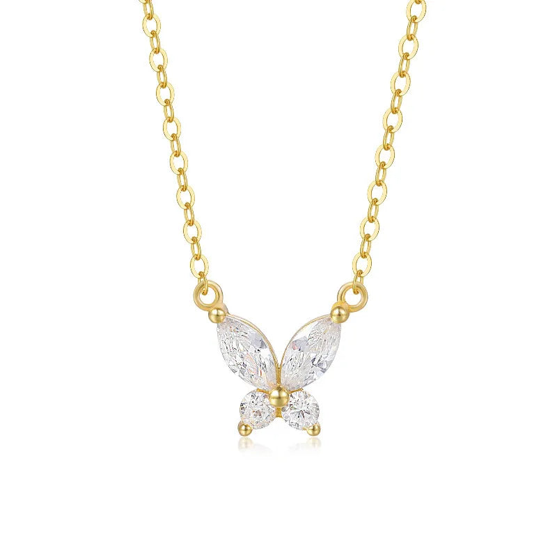 Simple Crystal Butterfly Necklace