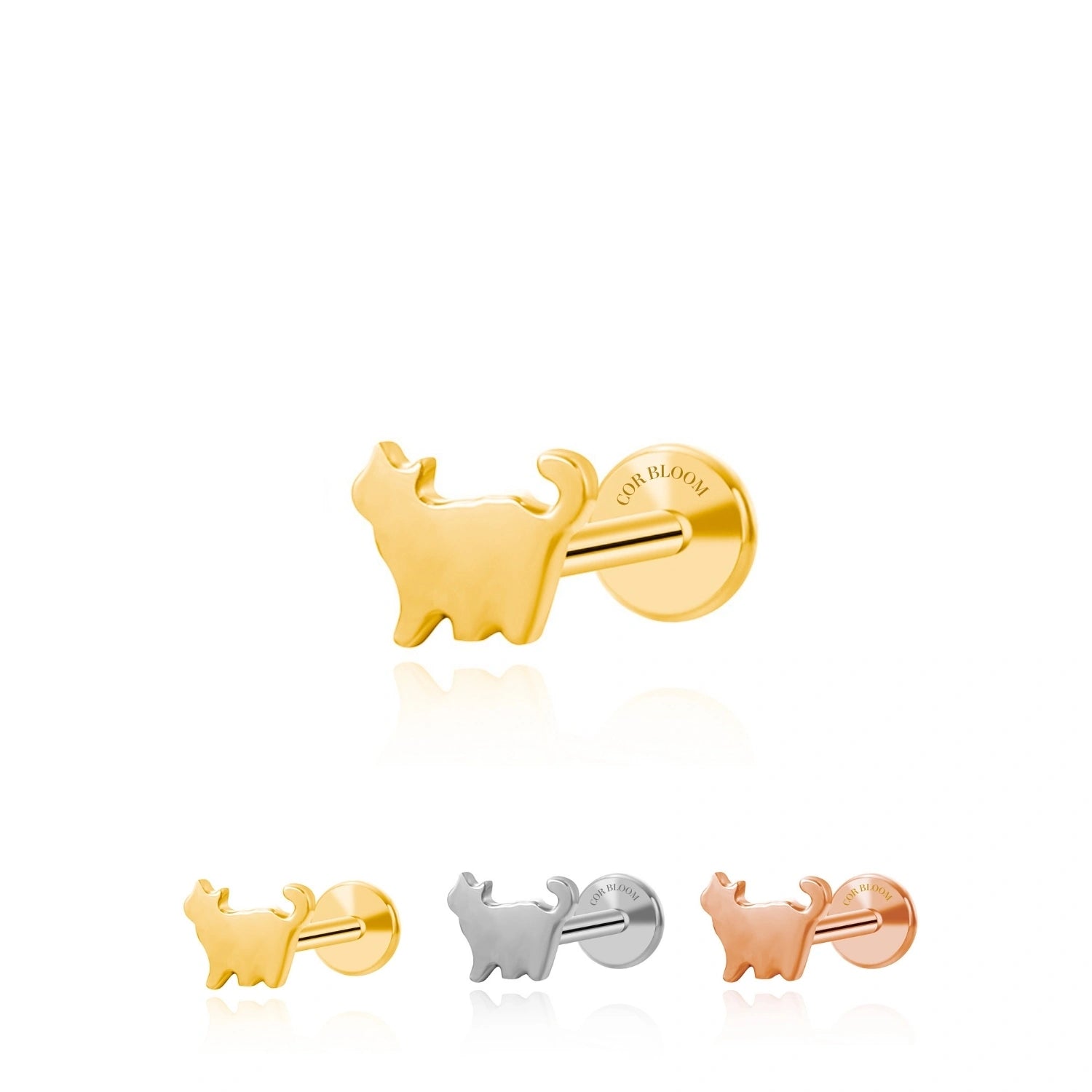 Titanium Mini Kitty Flat Back Stud